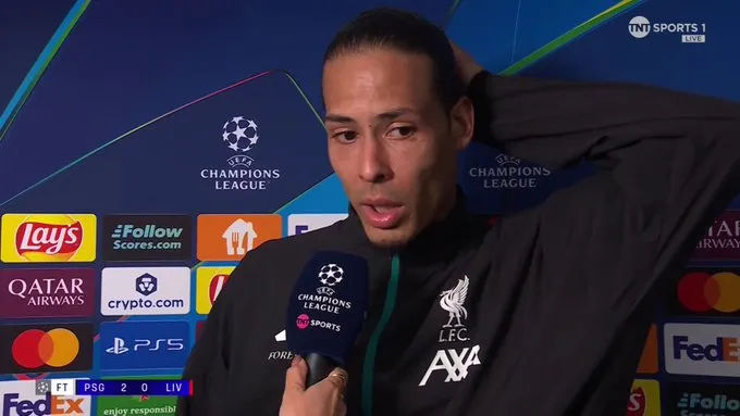 范戴克：对输球不满；巴黎周末休息？利物浦只能专注于自身